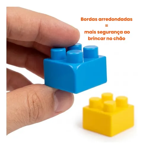 Blocos De Montar Infantil Bolsa 140 Peças Educativo +3 Anos