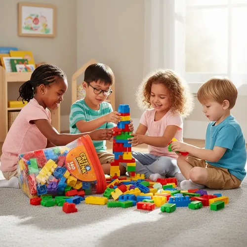 Blocos De Montar Infantil Bolsa 140 Peças Educativo +3 Anos