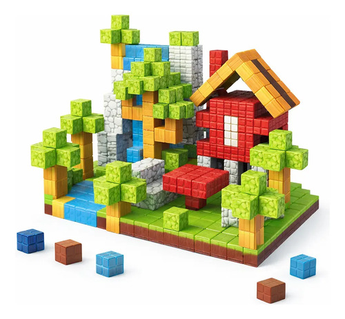 Blocos Magnéticos 192 Pcs Montar Construção Educativo Rosa 192 Meninas