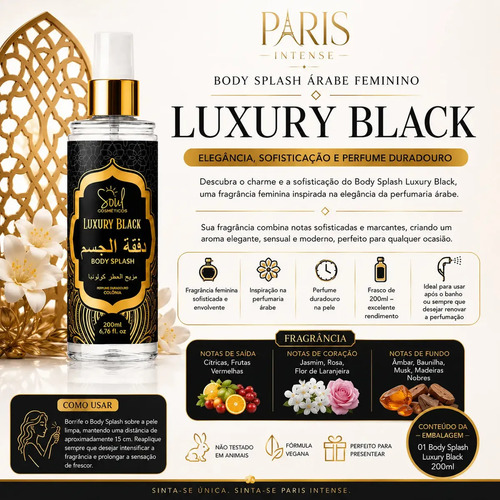 Body Splash Arabe C/4un 200ml Perfume Feminino de Luxo Alta Concentração
