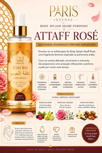 Body Splash Arabe C/4un 200ml Perfume Feminino de Luxo Alta Concentração