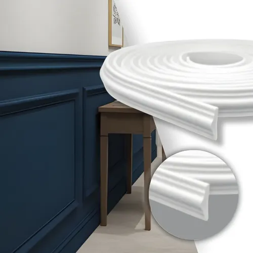 Boiserie eva autocolante flexivel moldura branco 10m x 28cm