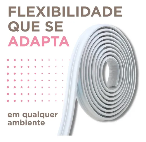 Boiserie Eva Autocolante Flexível Moldura Branco 10m X 2,8cm
