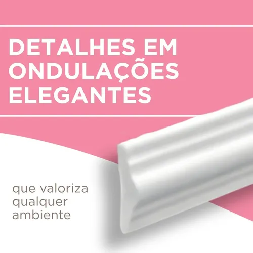 Boiserie Eva Autocolante Flexível Moldura Branco 10m X 2,8cm