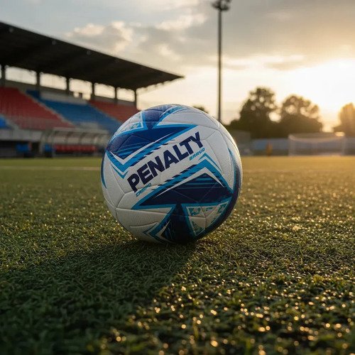 Bola de Futebol De Campo Penalty Bravo Xxiv Branco e Azul Ultra Fusion Alta Durabilidade