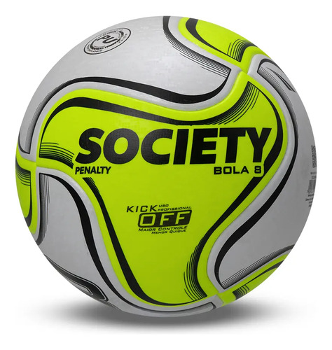 Bola de Futebol Society 8 X Amarelo, Branco E Preto Penalty