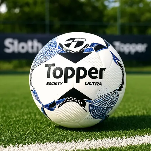 Bola De Futebol Society Topper Ultra Colagem Dupla + Bomba