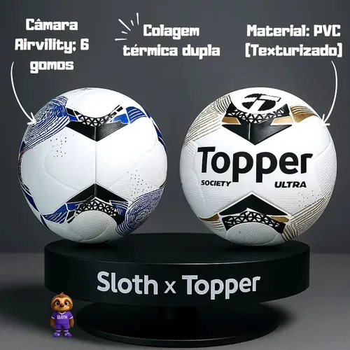 Bola De Futebol Society Topper Ultra Colagem Dupla + Bomba