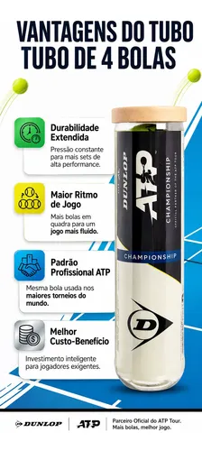 Bola De Tênis Dunlop Atp Championship Tubo Com 4 Bolas Kit 5