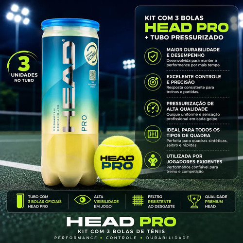 Bola de Tênis Head Pro 03 Bolas