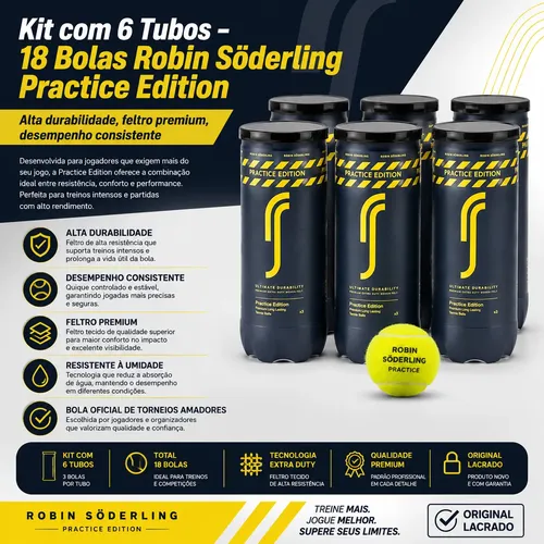 Bola De Tênis Robin Söderling Practice Edition Kit 06 Tubos