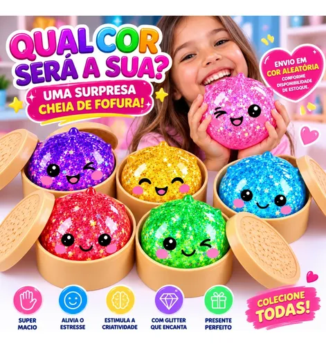 Bola Squishy Grande Com Glitter Brinquedo Macio Sensorial