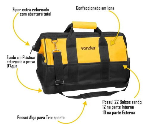 Bolsa Lona Para Ferramentas Fundo Emborrachado Bl-017 Vonder