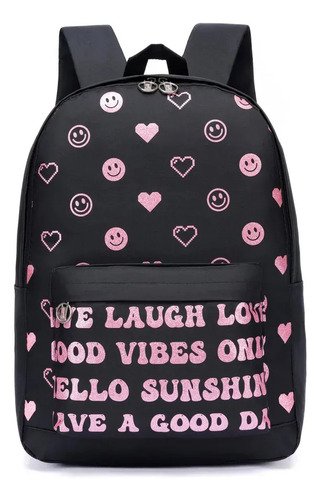 Bolsa Love Feminina Mochila Escolar Spector Reforçada Rosa Corações
