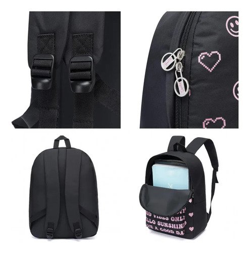 Bolsa Love Feminina Mochila Escolar Spector Reforçada Rosa Corações