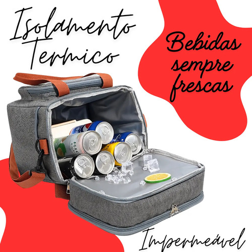Bolsa Térmica Marmita Tche Amo 13.5 L Alça Transversal Removível 2 Compartimentos Organiza Conserva seus Alimentos Bebidas Quente e Frio Lancheira, Academia Trabalho Passeios Qualidade Premium Preta