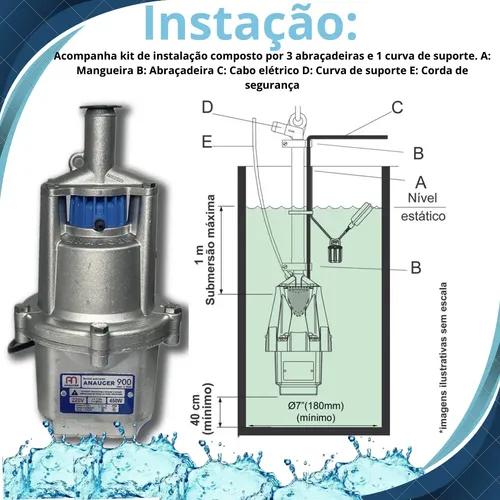 Bomba Submersa Anauger 900 Poço Artesiano Sappo 450w Vibrató