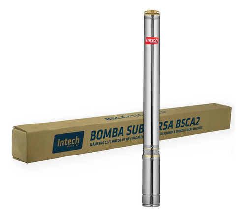 Bomba Submersa Caneta Intech Machine BSCA2 1/4 HP, para Poço Artesiano e Cisterna, de Água Limpa em Aço Inox com 2,5"