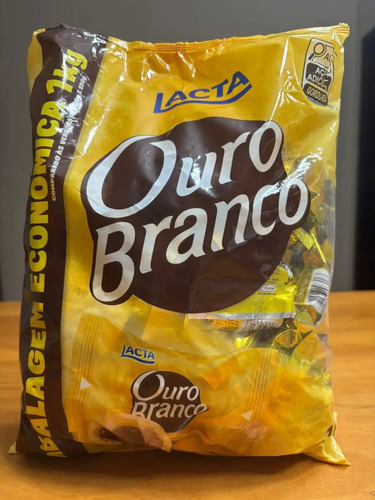 Bombom Wafer Recheado Ouro Branco Sabor Chocolate Branco 1Kg