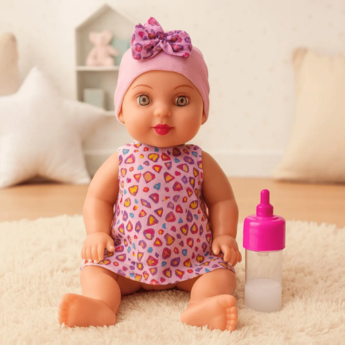 Boneca bebe vinil mamadeira magica acessorio menina infantil