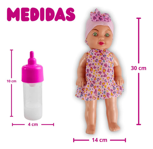Boneca Bebê Vinil Mamadeira Mágica Acessório Menina Infantil