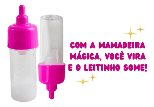 Boneca Bebê Vinil Mamadeira Mágica Acessório Menina Infantil