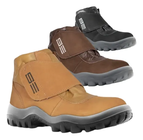 Bota botina seguranca epi safetline velcro couro nobuk
