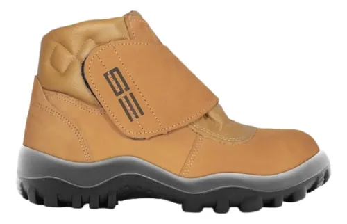 Bota Botina Segurança Epi Safetline Velcro Couro Nobuk