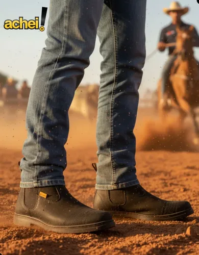 Bota Botina Vaquejada Couro Masculina Feminina Rodeio Cowboy