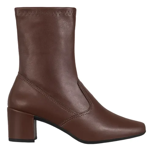 Bota Branca Feminina Stretch Bico Quadrado Salto Grosso