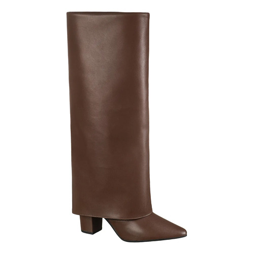 Bota Capa Feminina Cano Longo Salto Alto Bloco Bico Fino