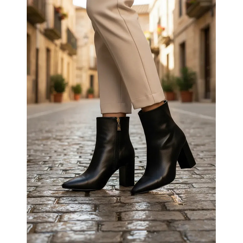 Bota Couro Feminina Werner Unna Salto Bloco Conforto Estilo
