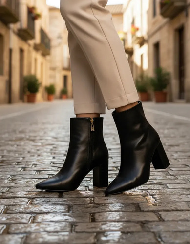 Bota Couro Feminina Werner Unna Salto Bloco Conforto Estilo