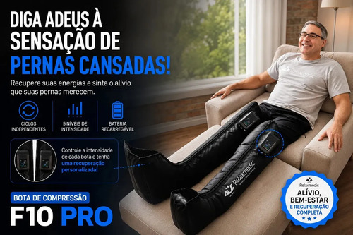 Bota De Compressão Pneumática F10 Pro Sem Fio Relaxmedic Cor Preto G