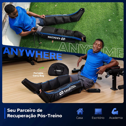 Bota De Compressao Pneumatica Massageador Pes Easezen 6 modos Preto/azul