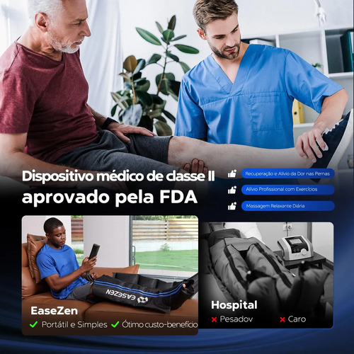 Bota De Compressao Pneumatica Massageador Pes Easezen 6 modos Preto/azul