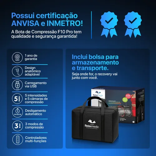 Bota De Compressão Pneumática Sem Fio Com Anvisa Relaxmedic