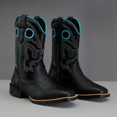 Bota texana bico quadrado estilo country boiadeira feminina