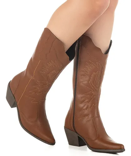 Botas Femininas Texana Rodeio Country Cano Alto Bico Fino