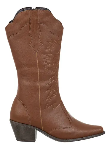 Botas Femininas Texana Rodeio Country Cano Alto Bico Fino