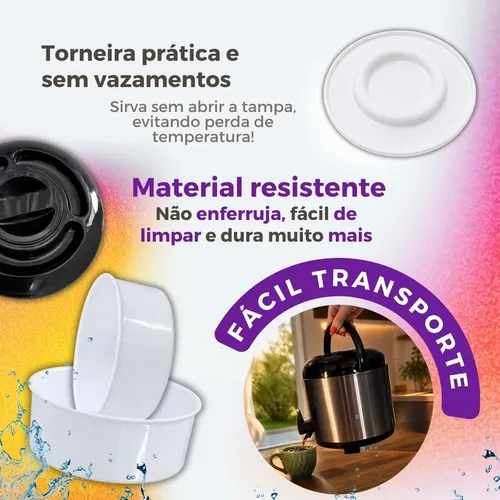 Botijão Térmico 5,5l Inox Garrafão Conserva Quente E Frio