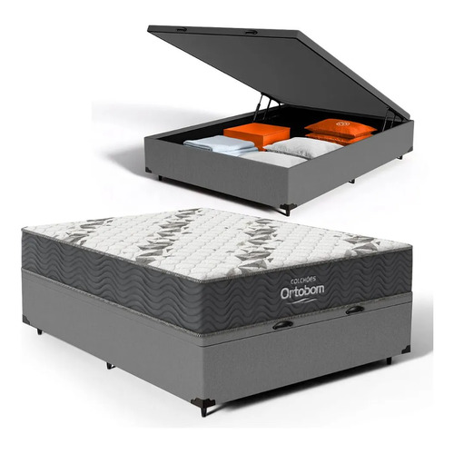 Box Baú + Colchão De Espuma D33 Ortobom Airtech 100 Casal