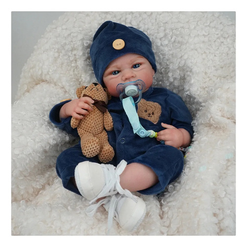 Brastoy bebe reborn boneco 100 silicone menino realista 48cm