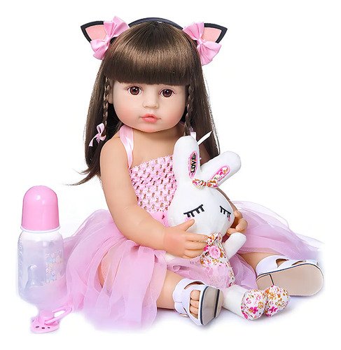 Brastoy bonecas bebe reborn menina 100 silicone 55 cm