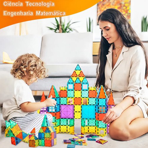 Brastoy Construção Brinquedo Blocos Magnéticos Para Montar 130 Peças
