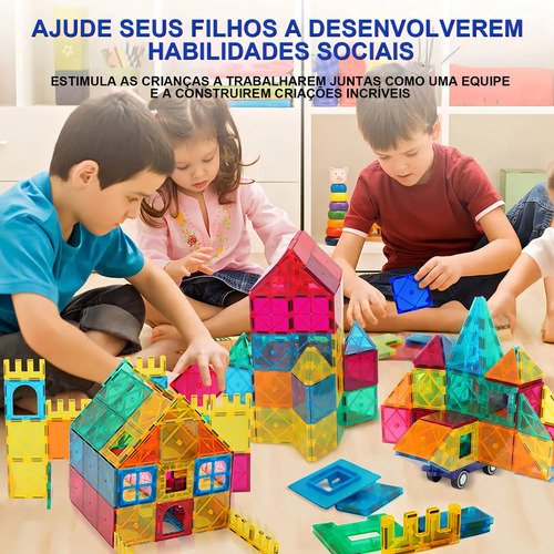 Brastoy Construção Brinquedo Blocos Magnéticos Para Montar 130 Peças