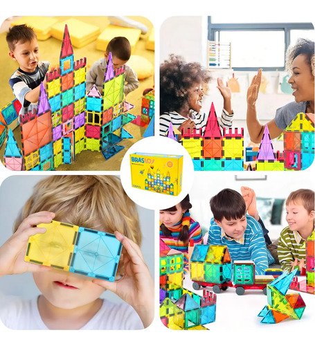 Brastoy Construção Brinquedo Blocos Magnéticos Para Montar 130 Peças