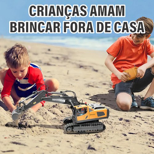 Brastoy Escavadeira De Controle Remoto Cor Amarelo Personagem Realista Escala 1:20