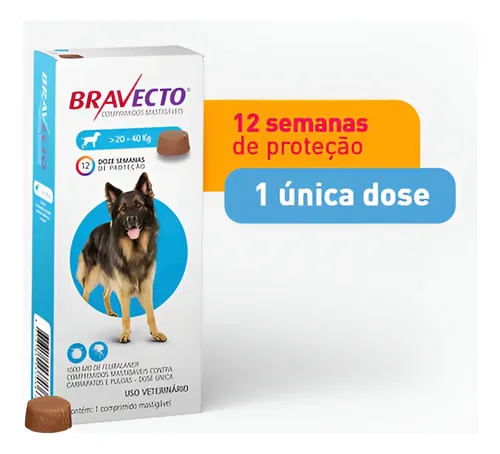 Bravecto Comprimido 20 A 40kg Para Cães - 1 Unidade