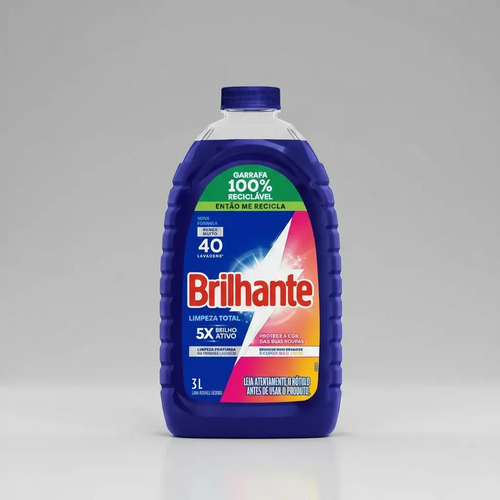 Brilhante lava roupas líquido limpeza total 3 litros